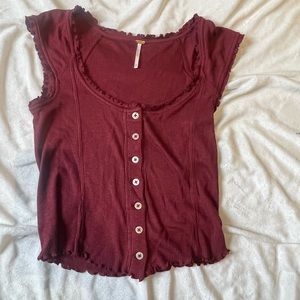 free people scalloped short sleeve top